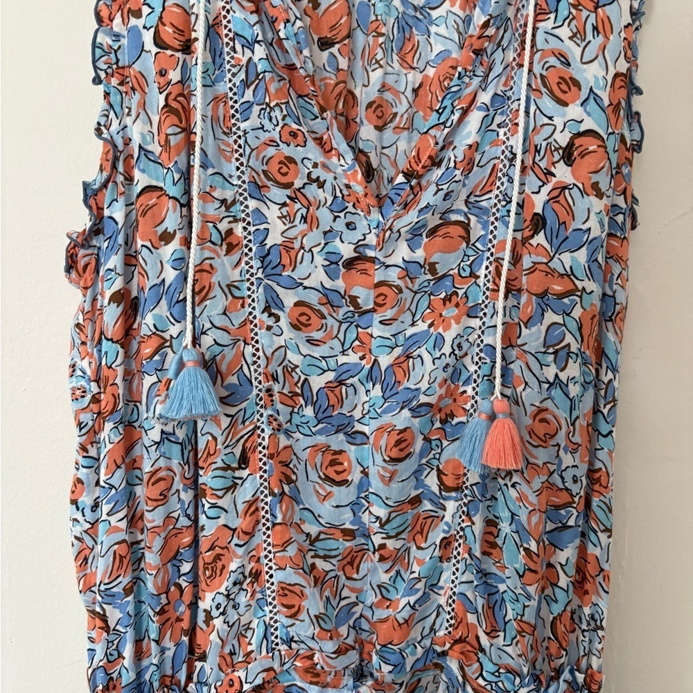 Poupette St. Barth Floral Mini Dress - Blue and Orange - Picture 2 of 10